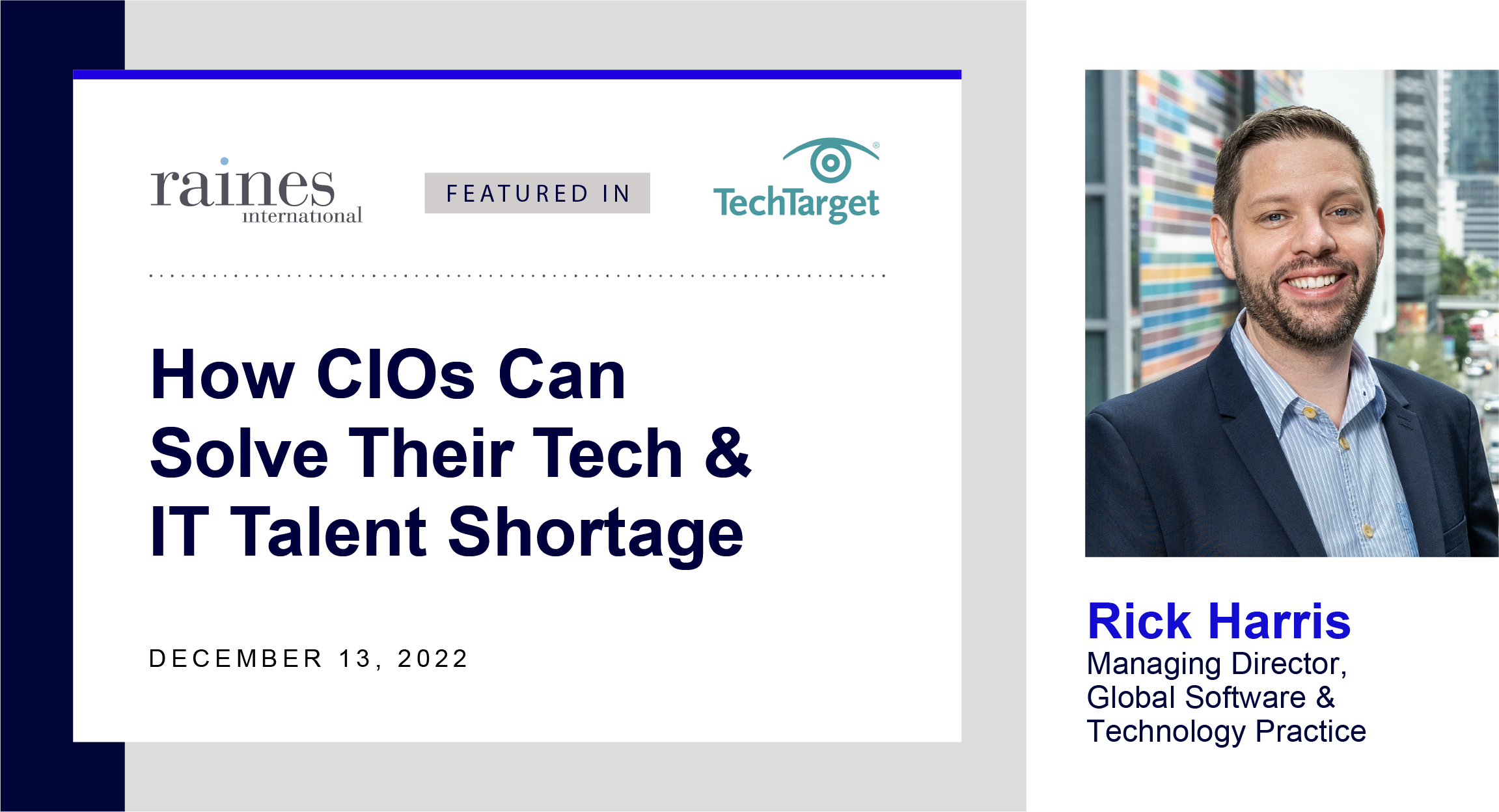 Tech Target logo, Rick Harris, IT Talent shortage headline