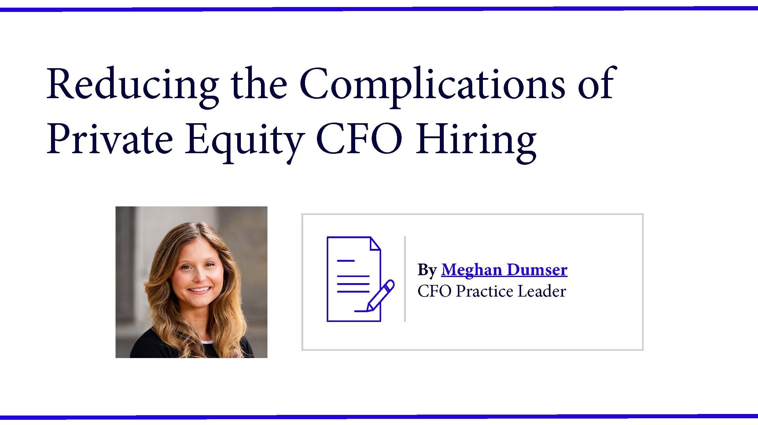 PRIVATE EQUITY CFO Hiring