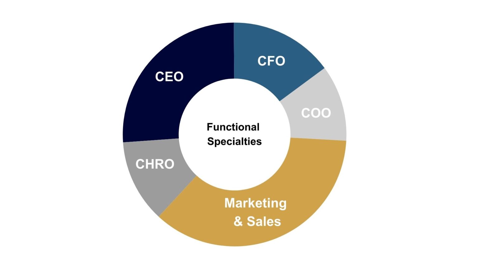 graph showing Raines' functional specialties CEO and President Sales & Marketing (including AI) Operations & Supply Chain CFO & Finance CHRO